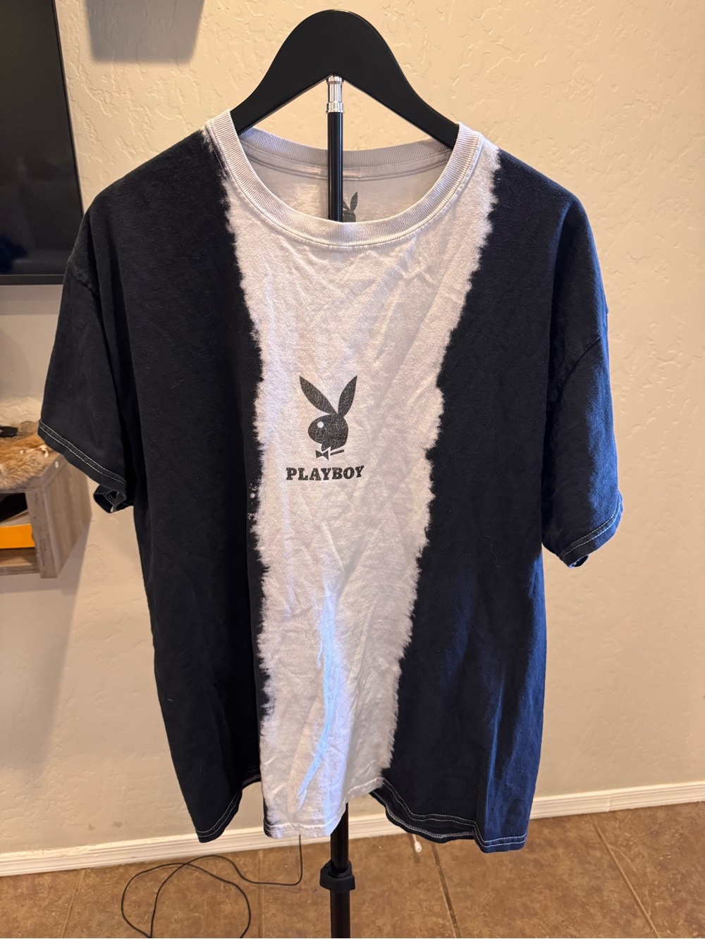 PLAYBOY Black & White Tie-Dye Bunny Logo Tee